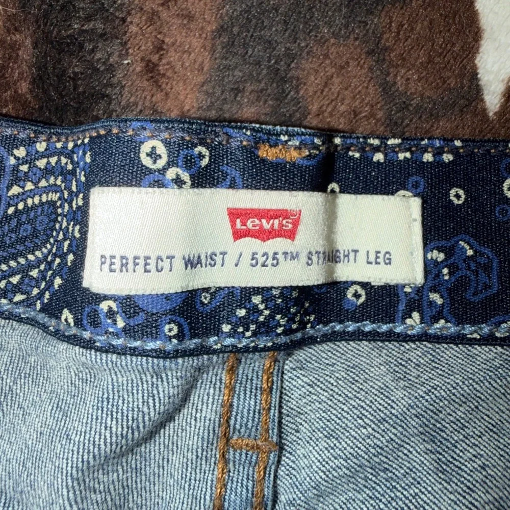 Levi's 525 Perfect Waist Shorts Women 16M Blue Denim Raw Hem Boho Western Summer